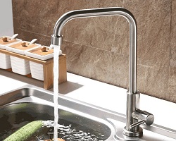 Vòi bếp (chỉ lạnh, cổ vuông, hơi nhỏ cao 31cm) SUS304 - Cao cấp HVMMA ITALIA